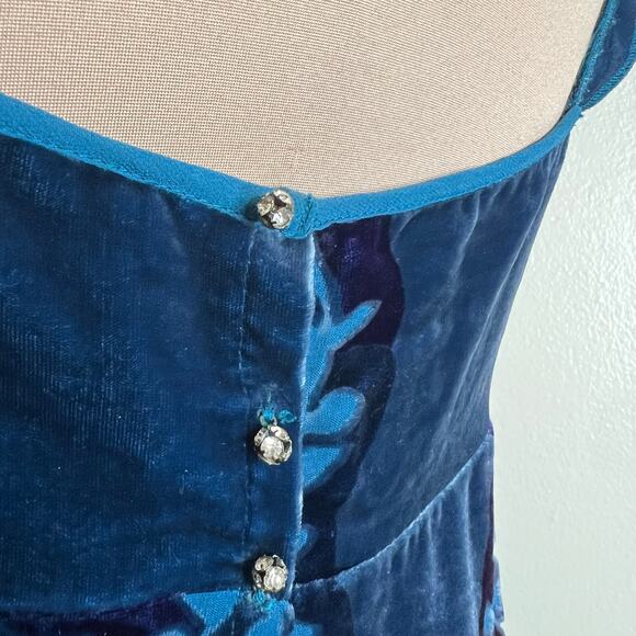 Y2K Victoria's Secret Very Sexy Babydoll Top Medium Women Silk Blue Velvet Fairy - Picture 7 of 9